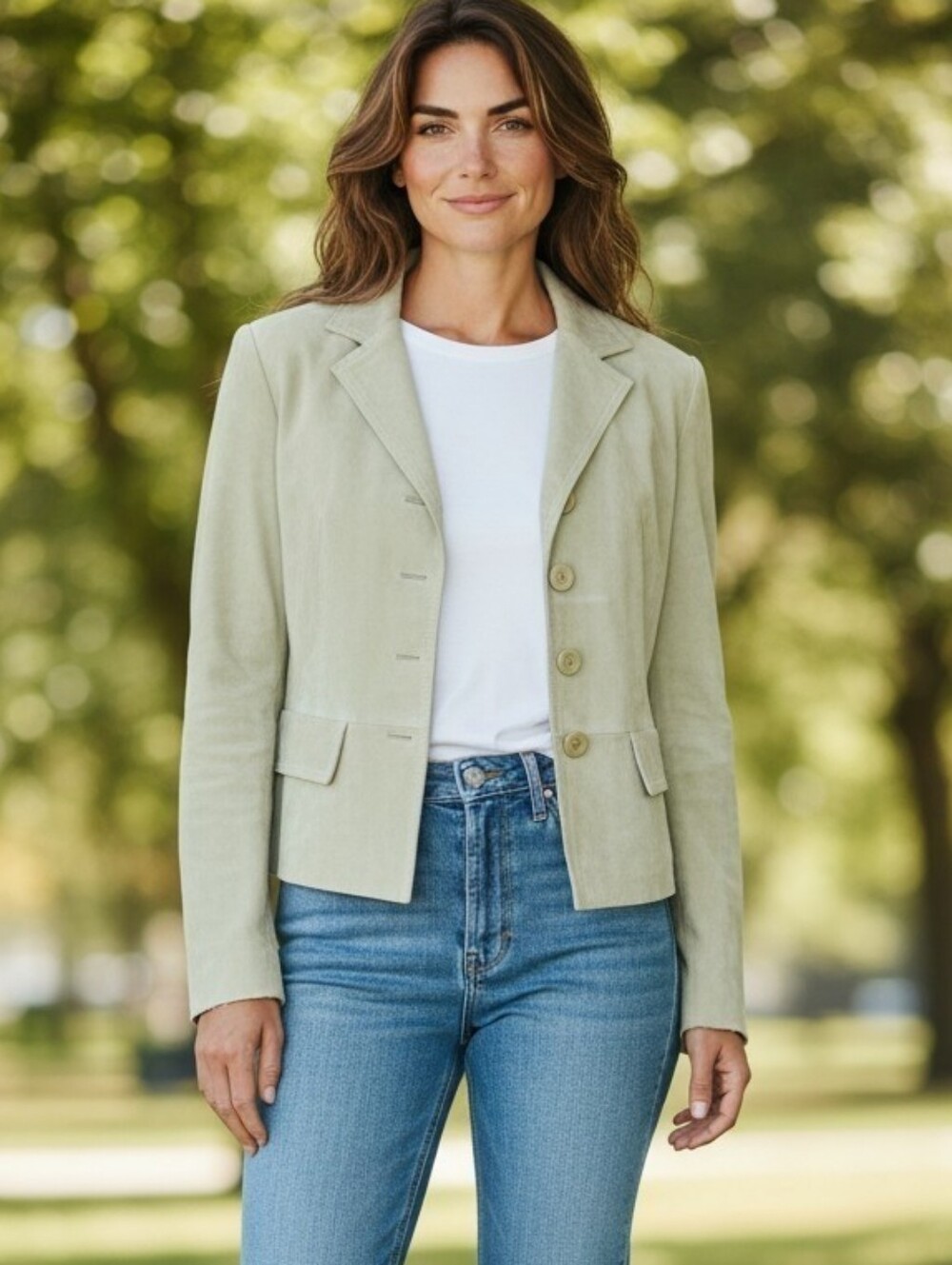CHADWICKS | ✨🌱 Pale Green 💯% Genuine Suede Blazer Jacket | EUC ✨ size 4